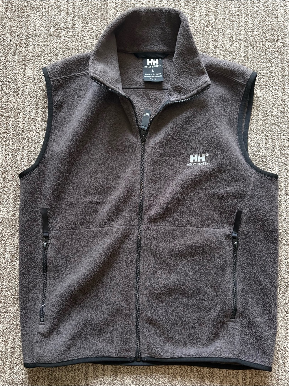 Helly Hansen women’s dark charcoal gray fleece vest size Large